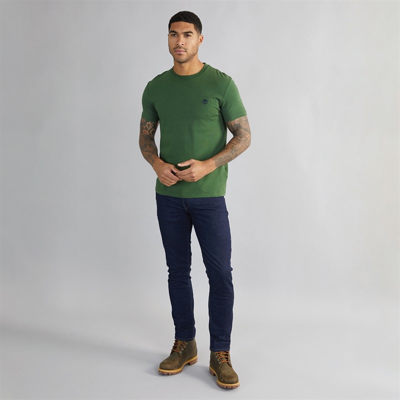 Timberland Mens Short Sleeve T-Shirt Black Forest Green