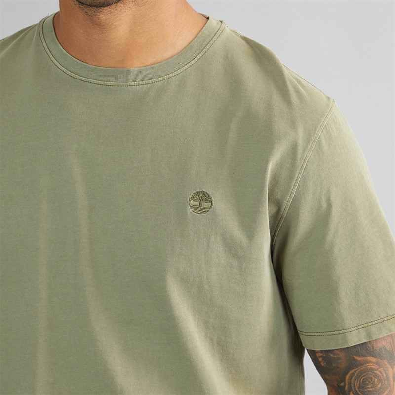 Timberland Mens Garment Dye Short Sleeve T-Shirt Dark Olive