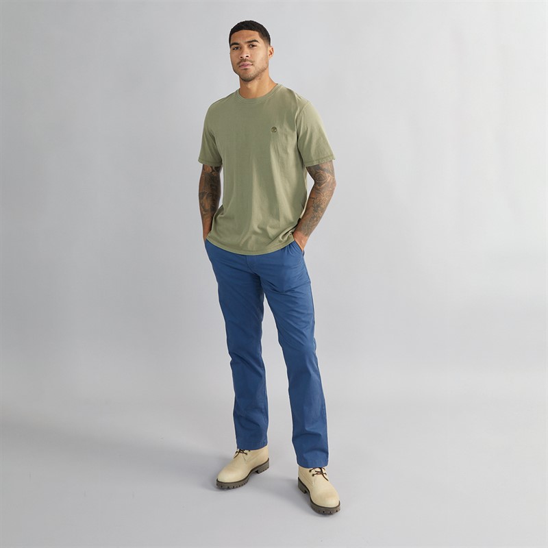 Timberland Mens Garment Dye Short Sleeve T-Shirt Dark Olive