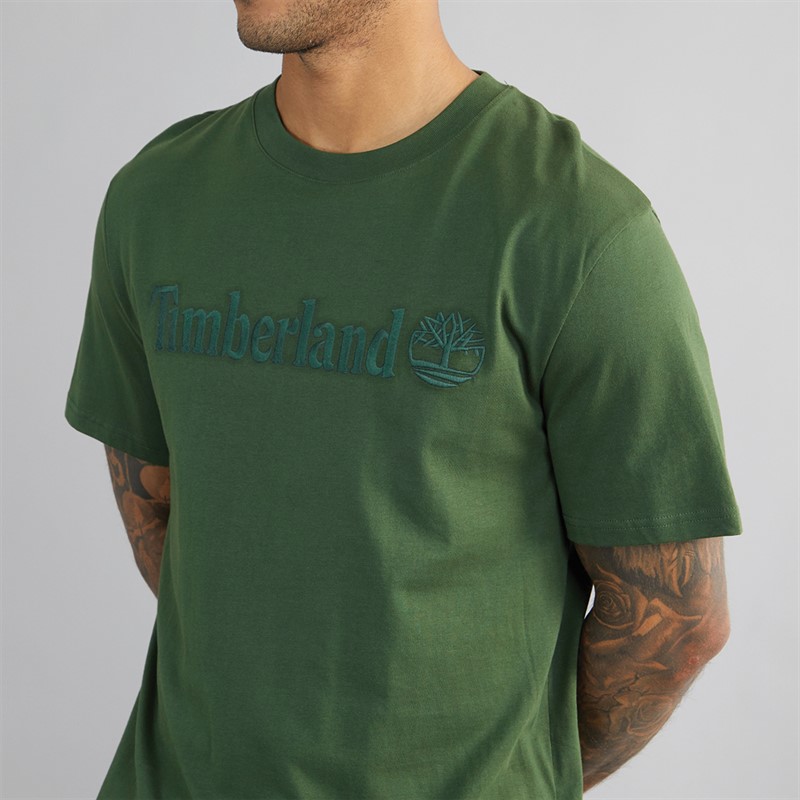 Timberland Mens Short Sleeve T-Shirt Black Forest Green