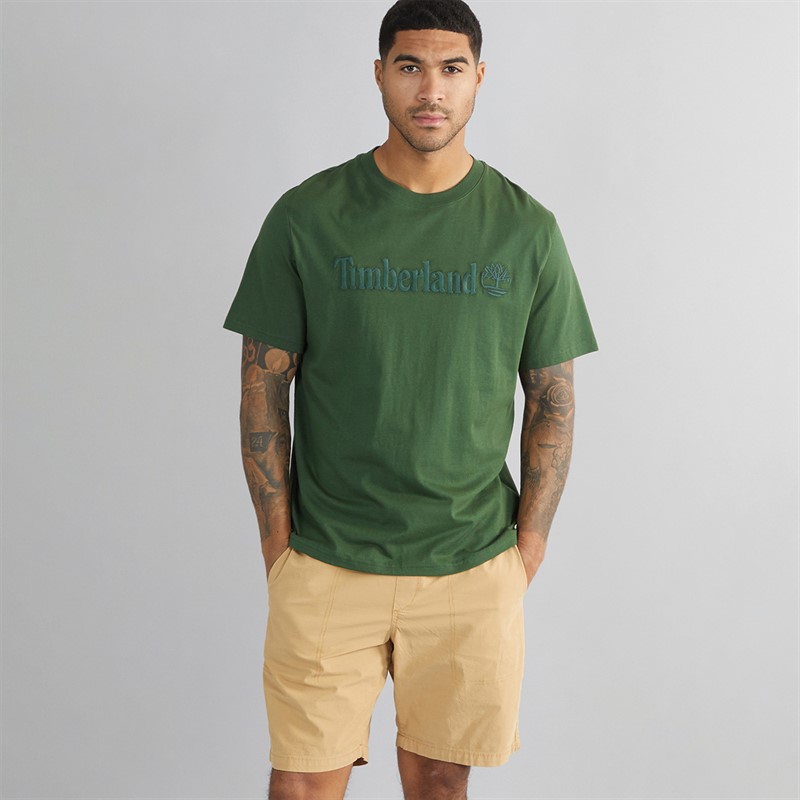 Timberland Mens Short Sleeve T-Shirt Black Forest Green