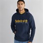 Timberland Mens Embroidery Logo Brush Back Hoodie Dark Sapphire
