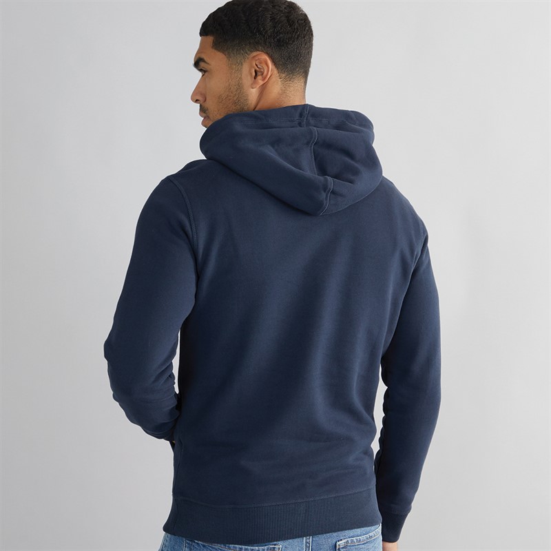 Timberland Mens Embroidery Logo Brush Back Hoodie Dark Sapphire