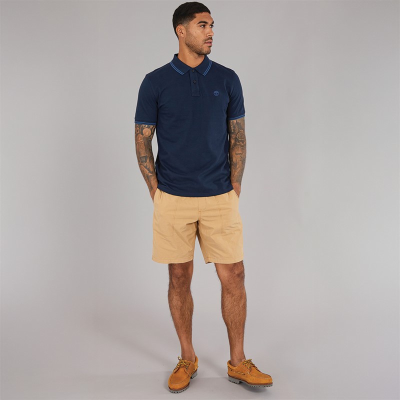 Timberland Mens Tipped Pique Short Sleeve Polo Dark Sapphire