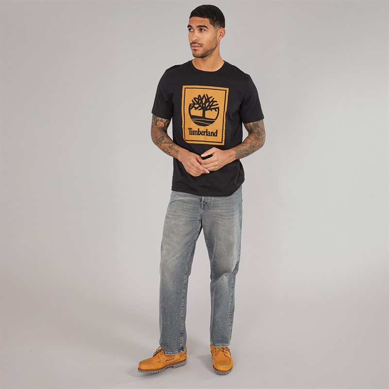 Timberland Mens Short Sleeve T-Shirt Black/Wheat Boot