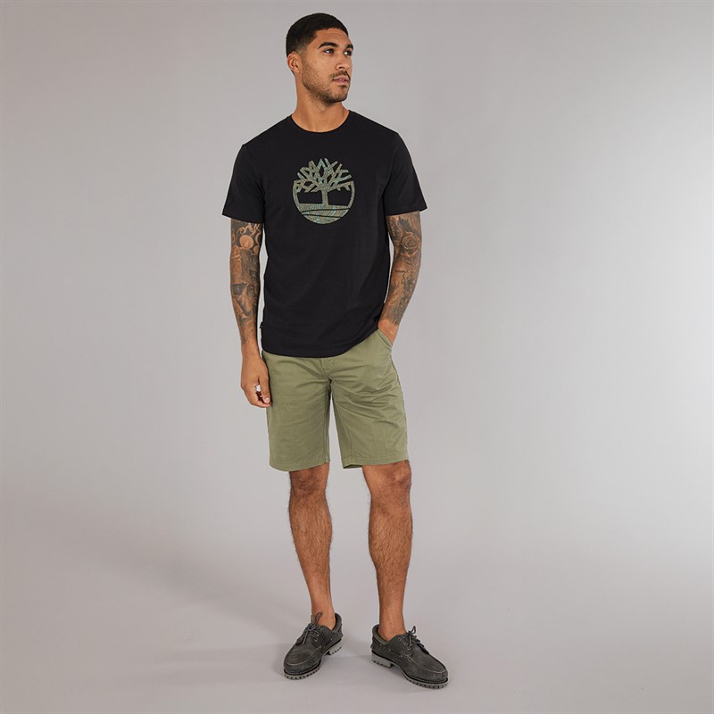 Timberland Mens Camo Tree Logo Short Sleeve T-Shirt Black
