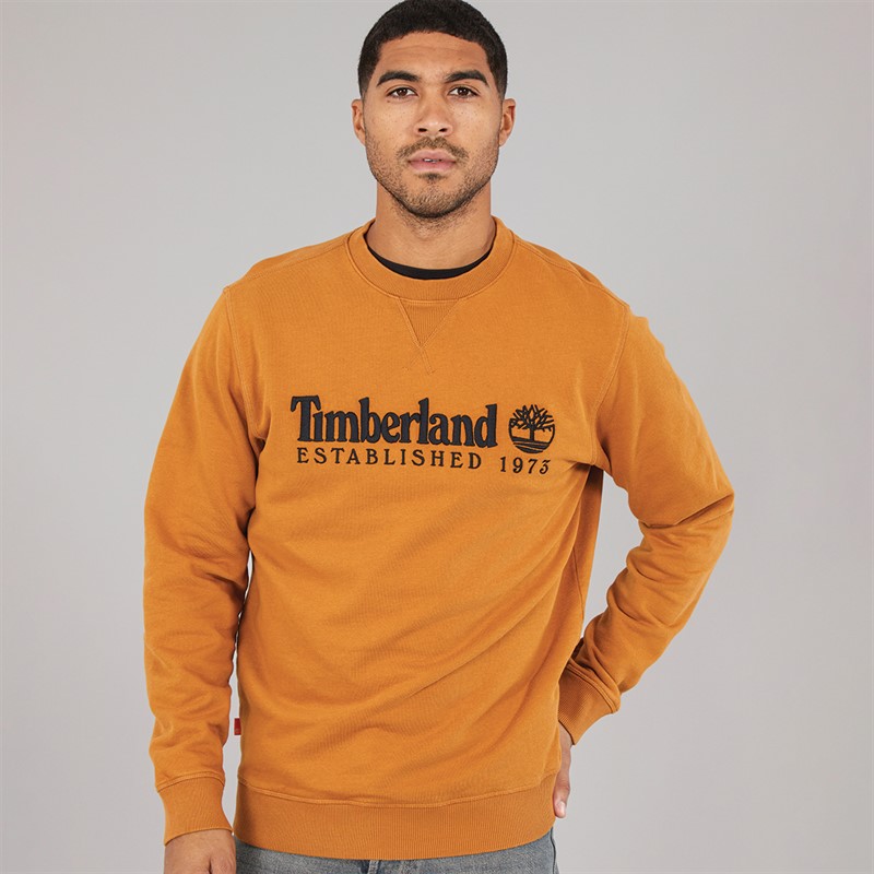 Timberland Mens Embroidered Logo Crew Neck Sweatshirt Wheat Boot - Size 3XL
