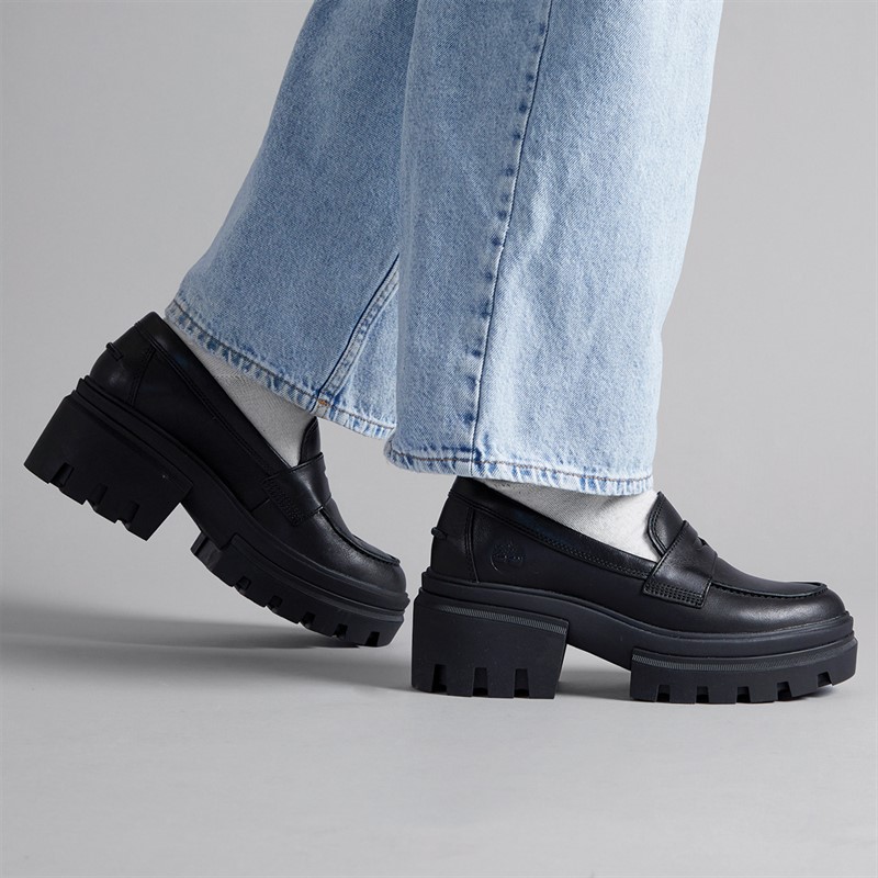 Timberland Womens Everleigh Chunky Loafers Black - Size 6.5