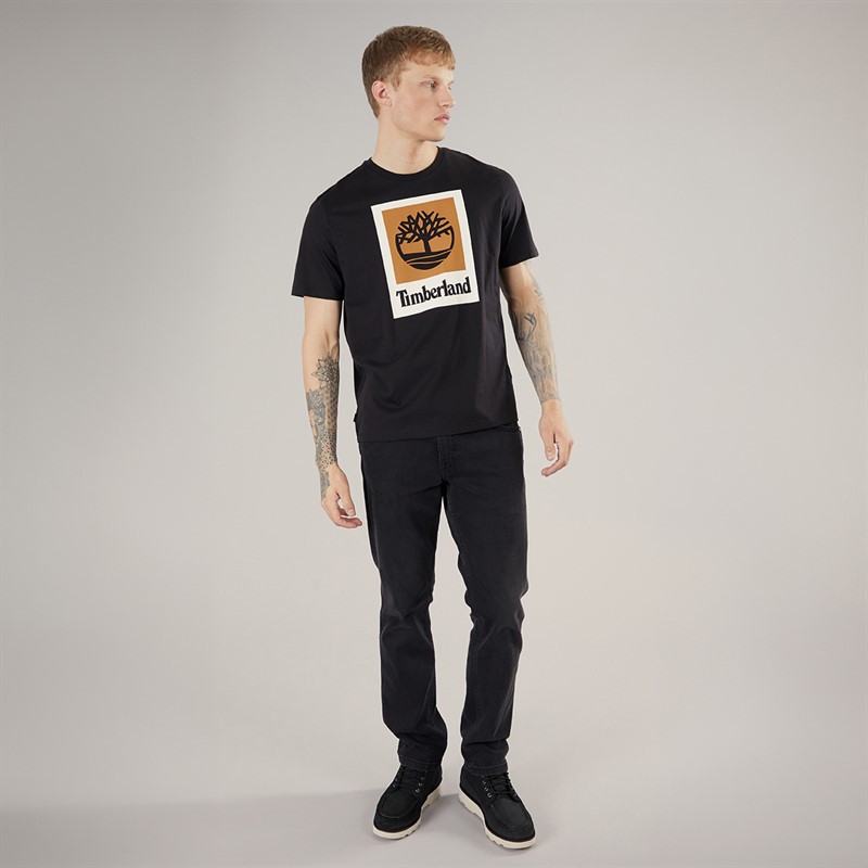 Timberland Mens Stack Logo T-Shirt Black