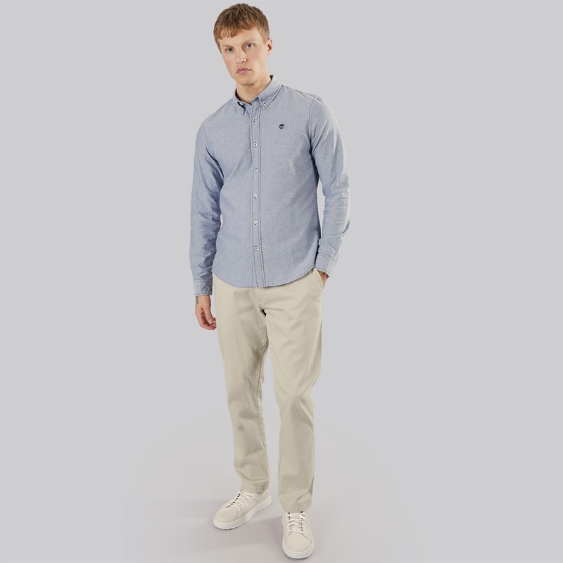 Timberland Mens Long Sleeve Oxford Shirt Dark Sapphire