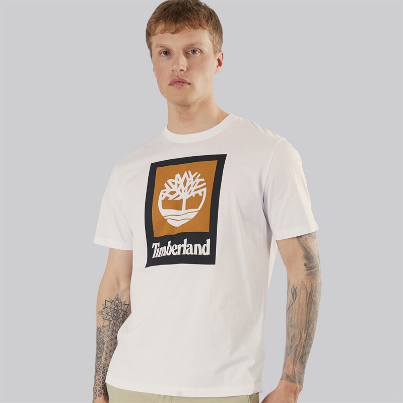 Timberland Mens Stack Logo T-Shirt White