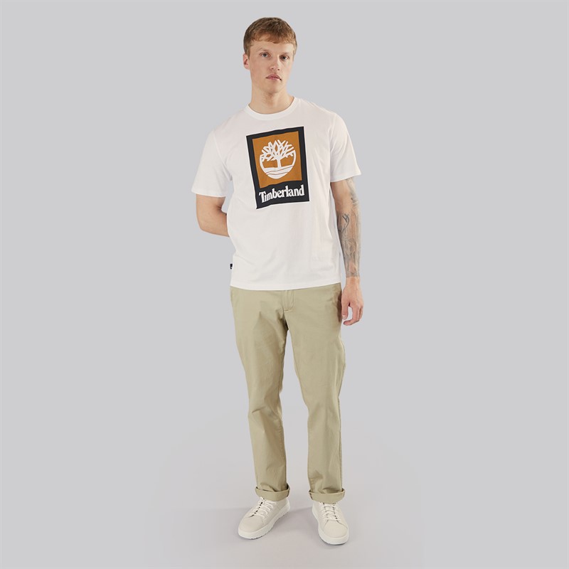 Timberland Mens Stack Logo T-Shirt White