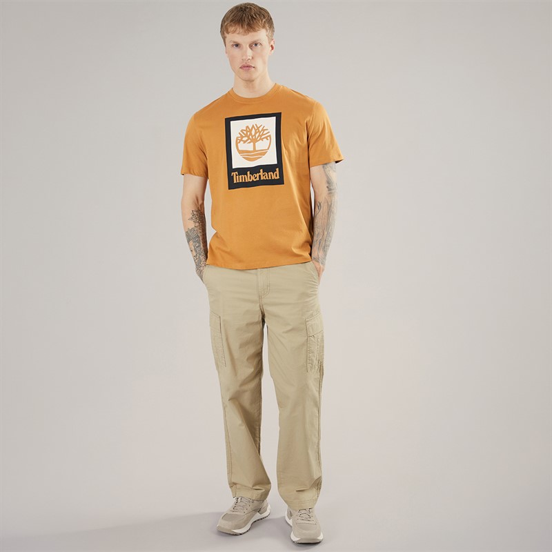 Timberland Mens Stack Logo T-Shirt Wheat Boot
