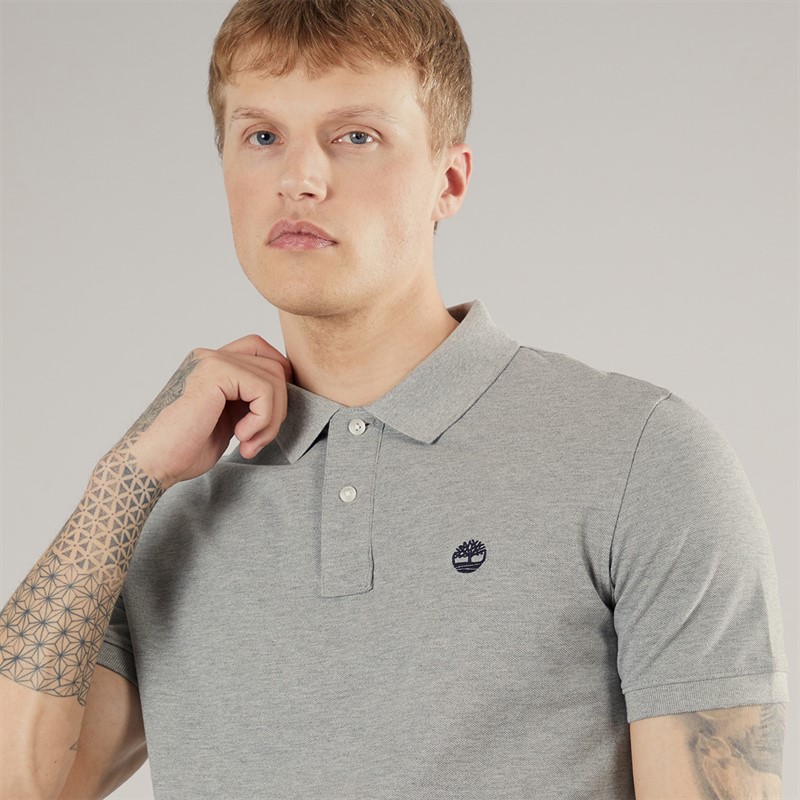 Timberland Mens Millers River Pique Polo Shirt Medium Grey Heather