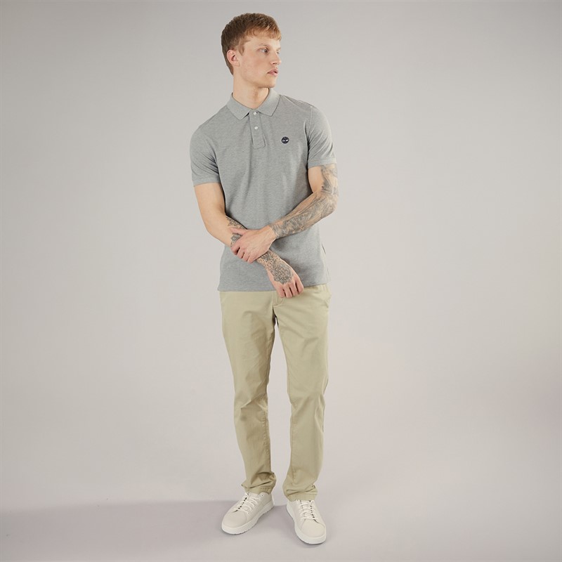 Timberland Mens Millers River Pique Polo Shirt Medium Grey Heather
