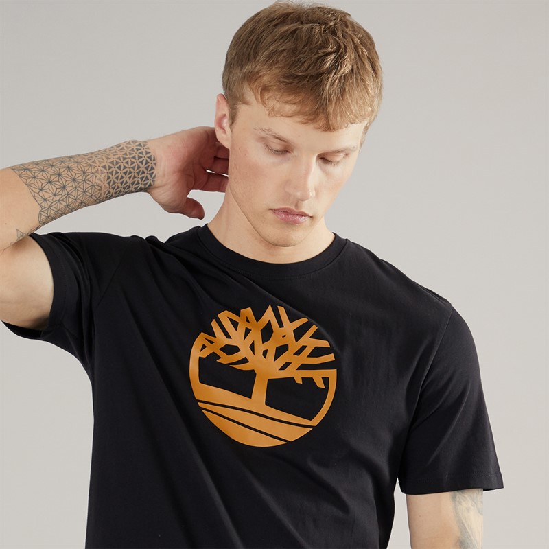 Timberland Mens Kennebec River Tree Logo T-Shirt Black/Wheat Boot