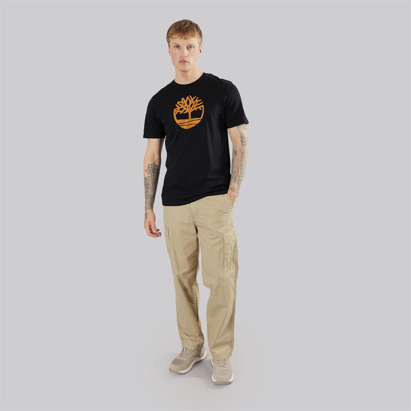 Timberland Mens Kennebec River Tree Logo T-Shirt Black/Wheat Boot