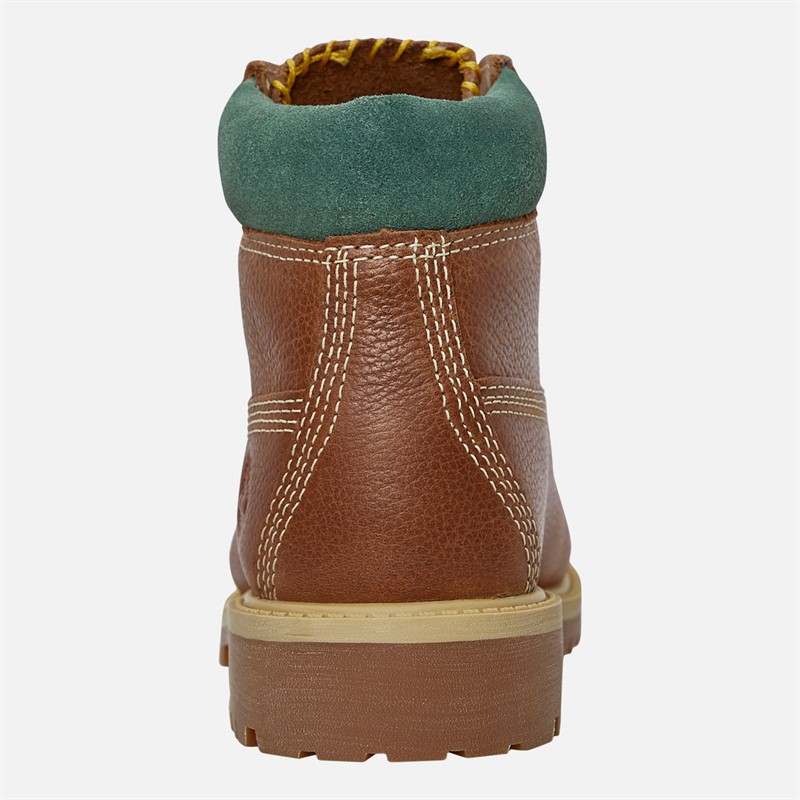 Timberland Junior 6 Inch Waterproof Lace Up Boots Rust Full Grain
