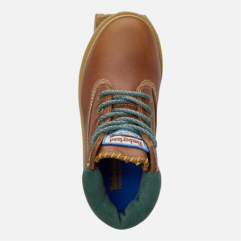 Timberland Junior 6 Inch Waterproof Lace Up Boots Rust Full Grain