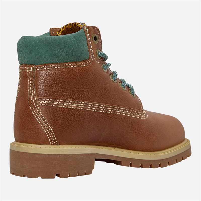 Timberland Junior 6 Inch Waterproof Lace Up Boots Rust Full Grain