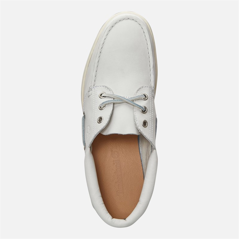 Timberland Mens Portofino Pier Boat Shoes White Full Grain