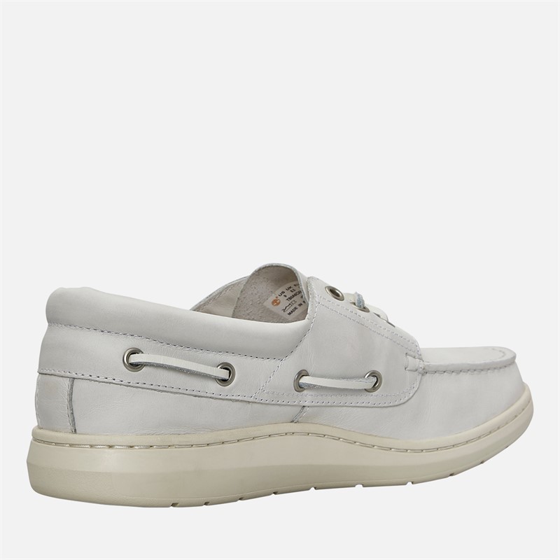 Timberland Mens Portofino Pier Boat Shoes White Full Grain