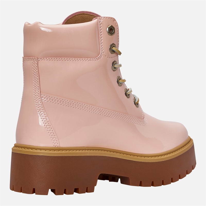 Timberland Womens 6 Inch Waterproof Lace Up Boots Light Pink Patent Leather