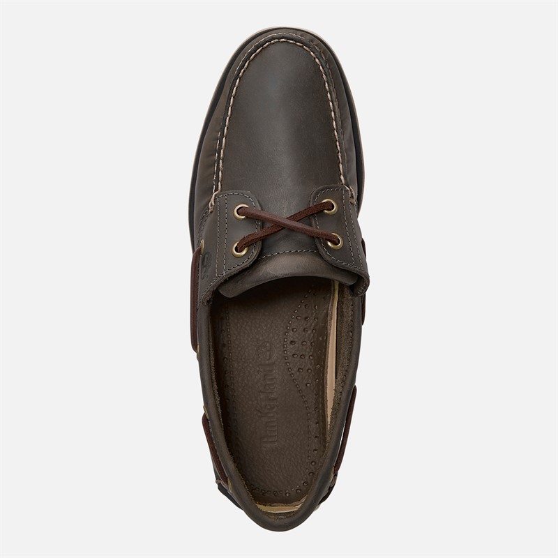 Timberland Mens Classic Boat Shoes Medium Grey Full Grain
