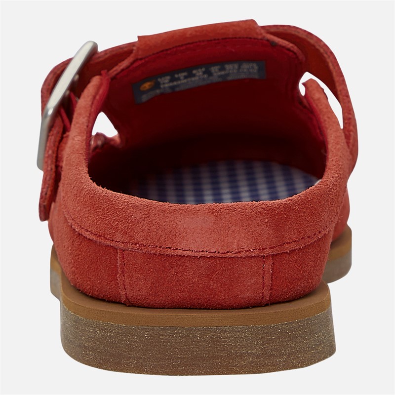 Timberland Womens Buckle Clogs Medium Red Suede