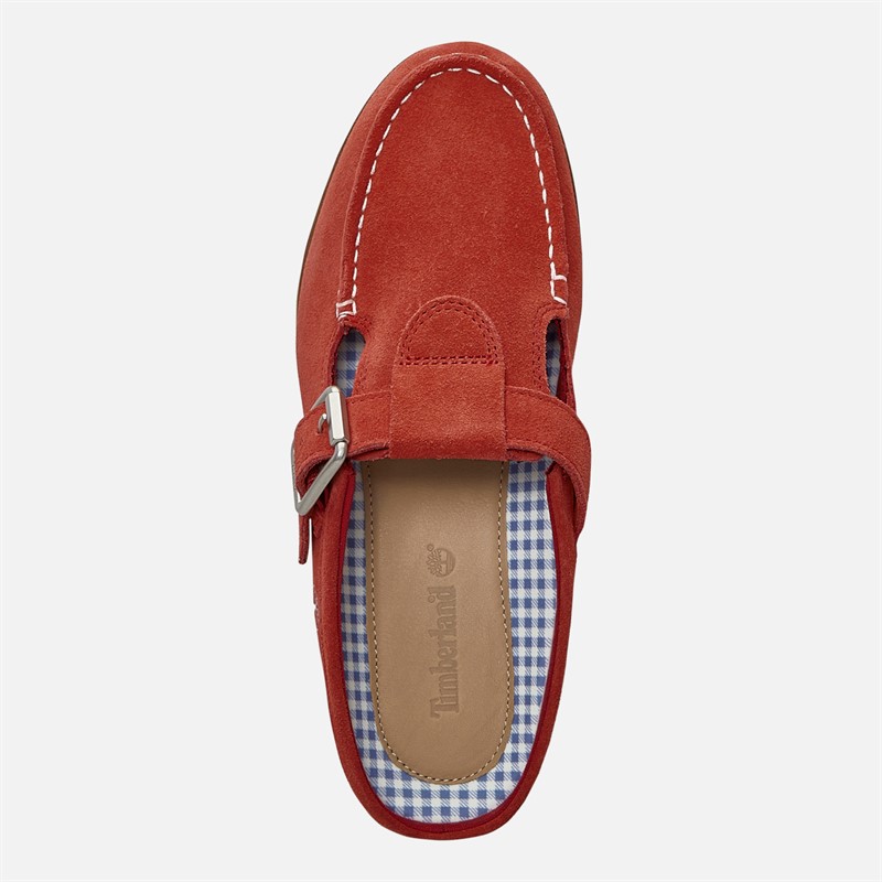 Timberland Womens Buckle Clogs Medium Red Suede