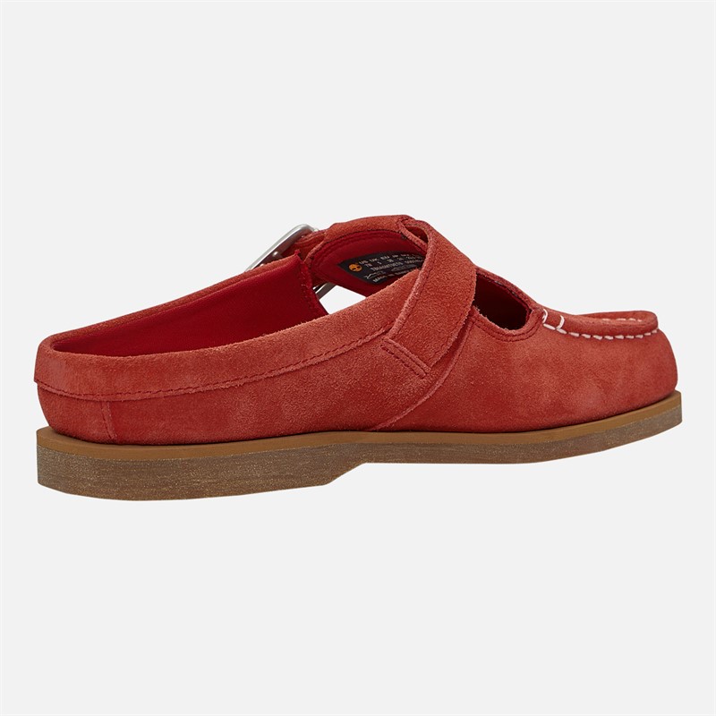 Timberland Womens Buckle Clogs Medium Red Suede