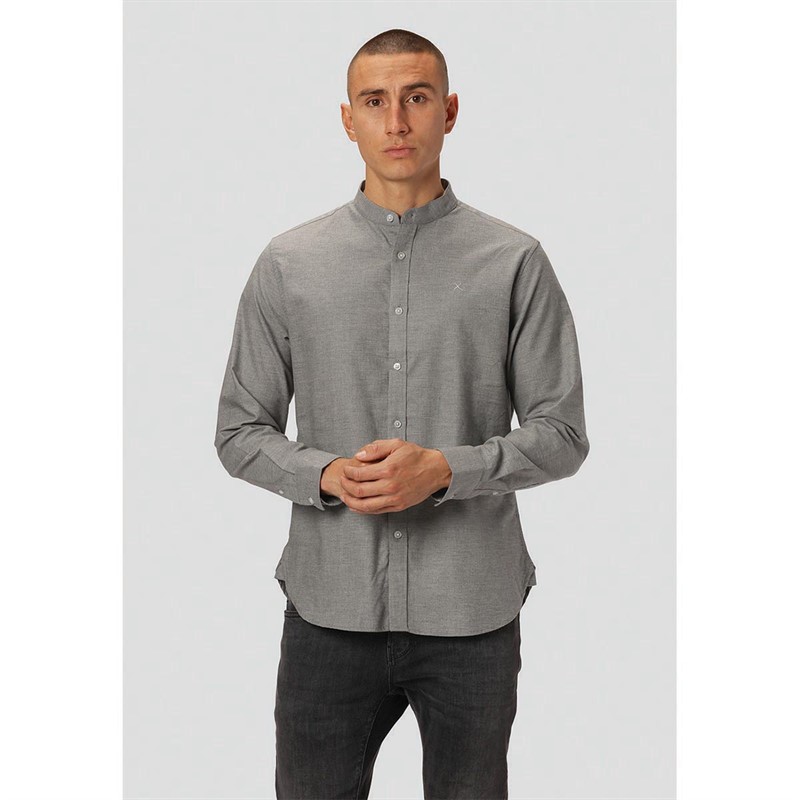 Clean Cut Copenhagen Chemises à Manches Longues Oxford Mao Homme Gris Chiné