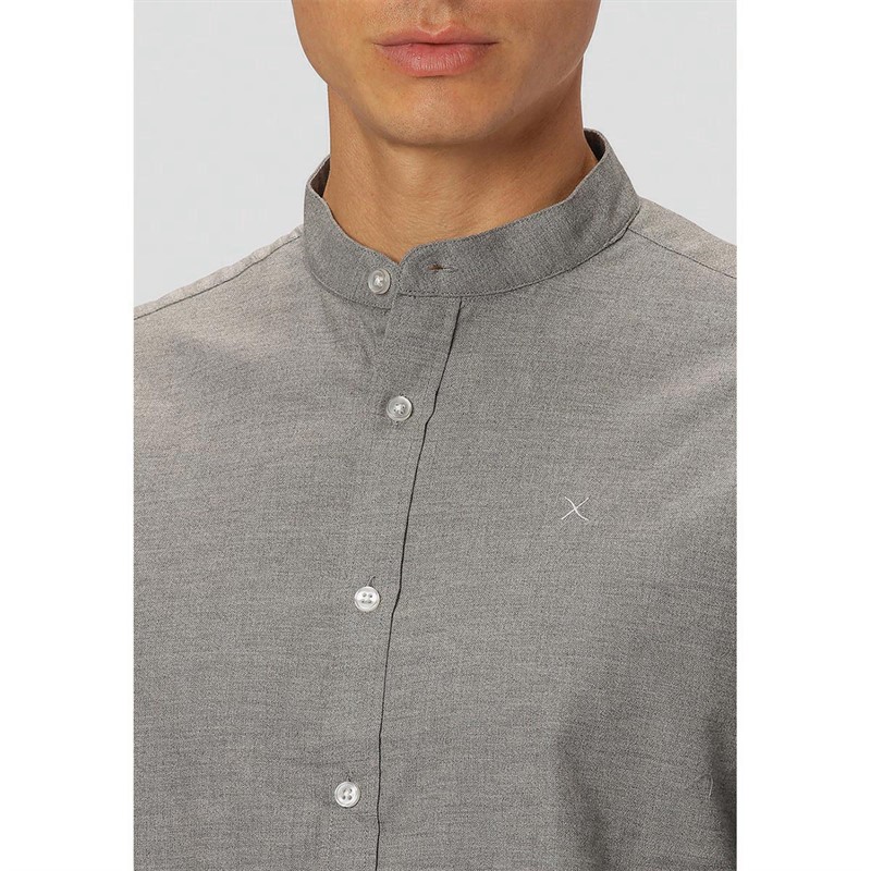 Clean Cut Copenhagen Chemises à Manches Longues Oxford Mao Homme Gris Chiné