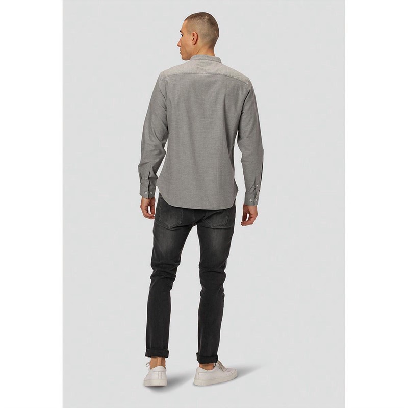 Clean Cut Copenhagen Chemises à Manches Longues Oxford Mao Homme Gris Chiné