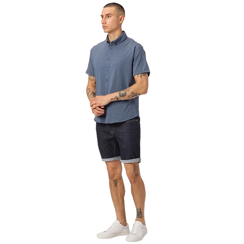 Clean Cut Copenhagen Chemise à manches courtes en denim Chiné Homme Hudson Stretch