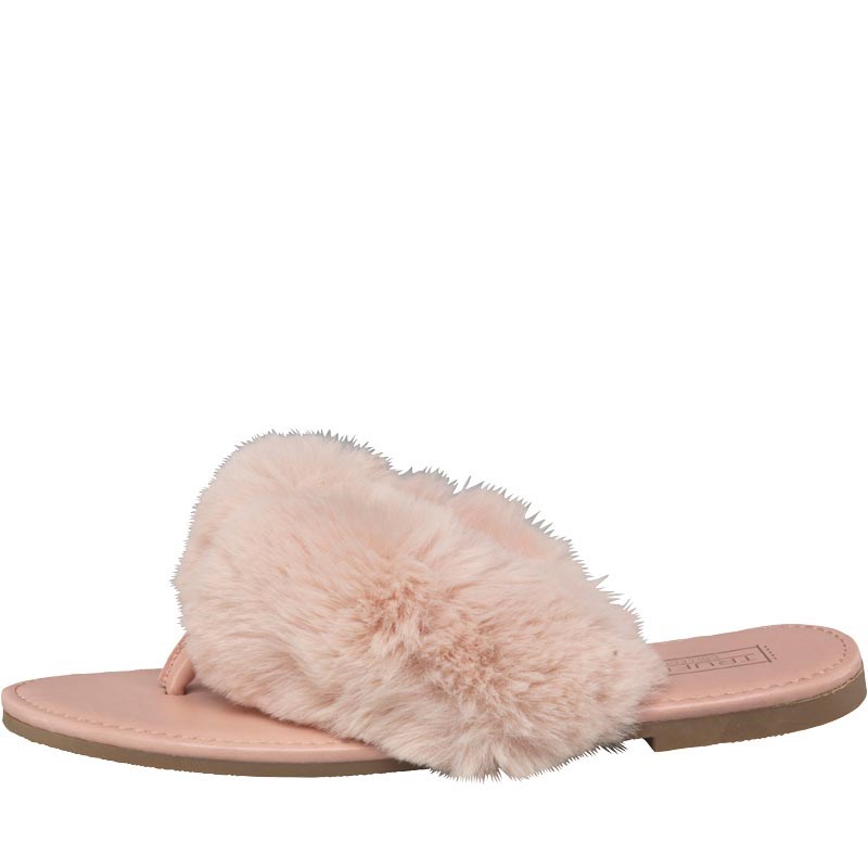 fluffy slippers roze