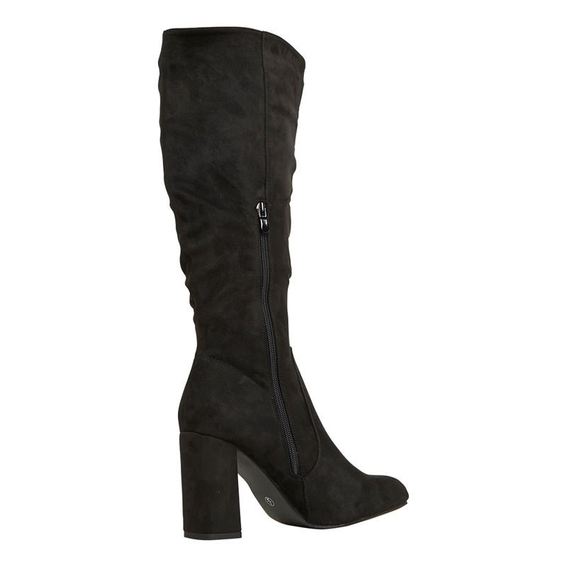 Truffle Collection Womens Aquila Heeled Knee High Boots Black