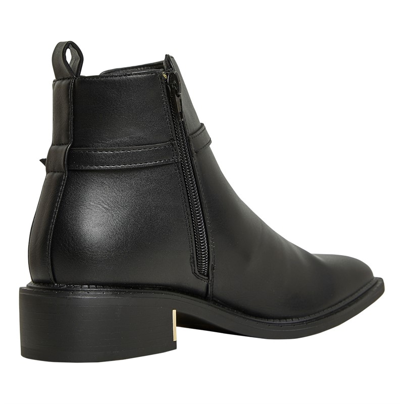 Truffle Collection Womens Latte Buckle Ankle Boots Black