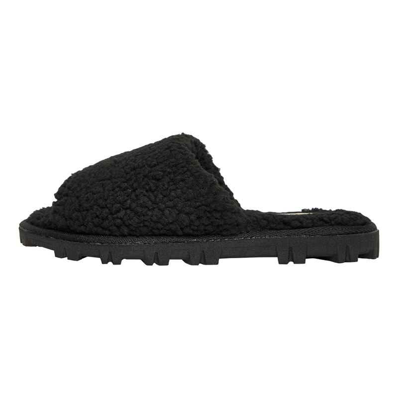 Truffle Collection Womens Carmelo Borg Mule Slippers Black Borg