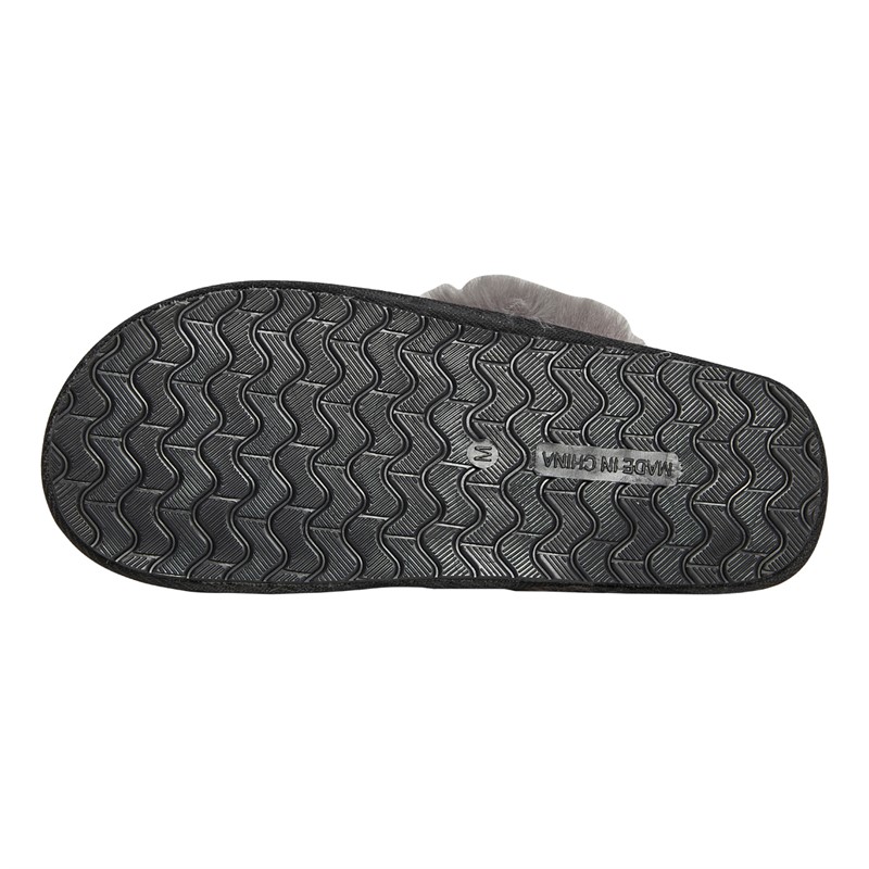 Truffle Collection Womens Camilla Faux-Fur Mule Slippers Black Microfibre