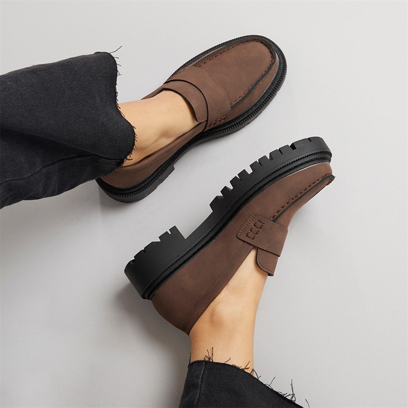 Truffle Collection Womens Cabernet Chunky Loafers Brown