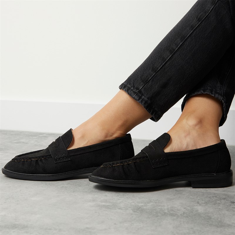 Truffle Collection Womens Cadillac Loafers Black Micro
