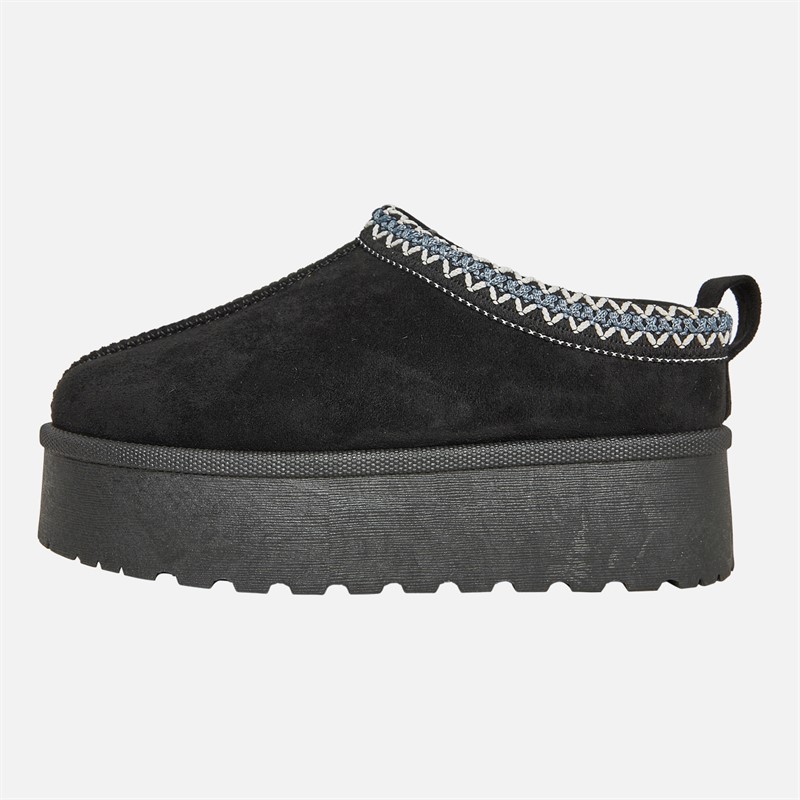 Truffle Collection Womens Vimto Chunky Warm Lined Aztec Slippers Black Micro