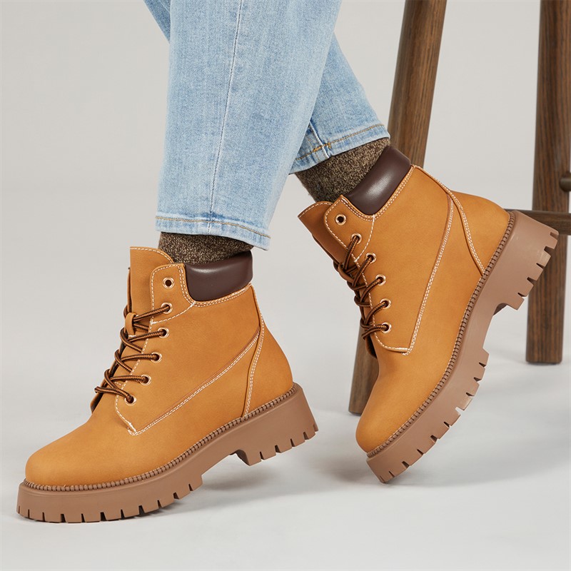 Truffle Collection Womens Fexton Wide Fit Boots Mustard Nubuck - Size 4