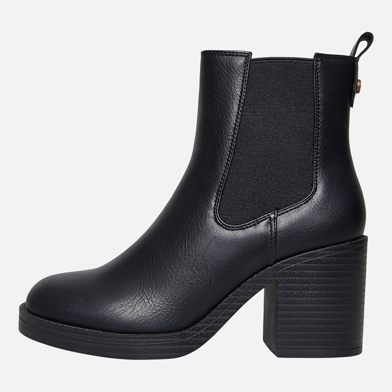 Truffle Collection Womens Munchie Square Front Chelsea Boots Black PU