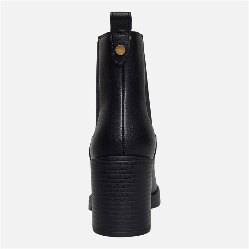 Truffle Collection Womens Munchie Square Front Chelsea Boots Black PU