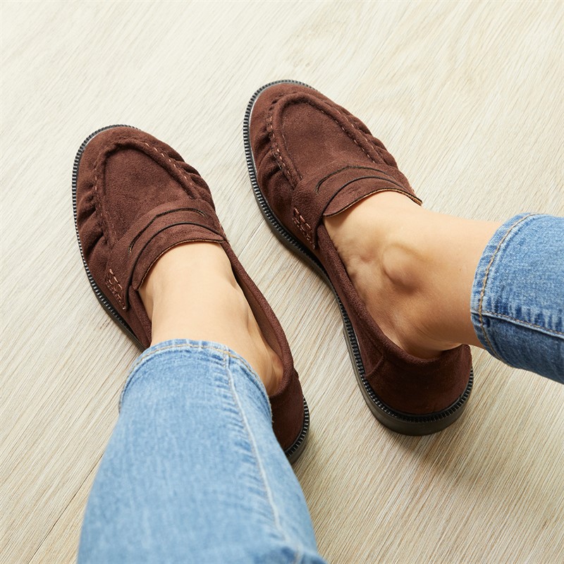 Truffle Collection Womens Cadillac Loafers Chocolate Micro