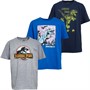 JURASSIC PARK Boys T-Rex And Raptor Three Pack T-Shirts Multi