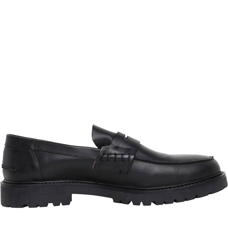 H By HUDSON Mens Radcliffe Leather Loafers Black