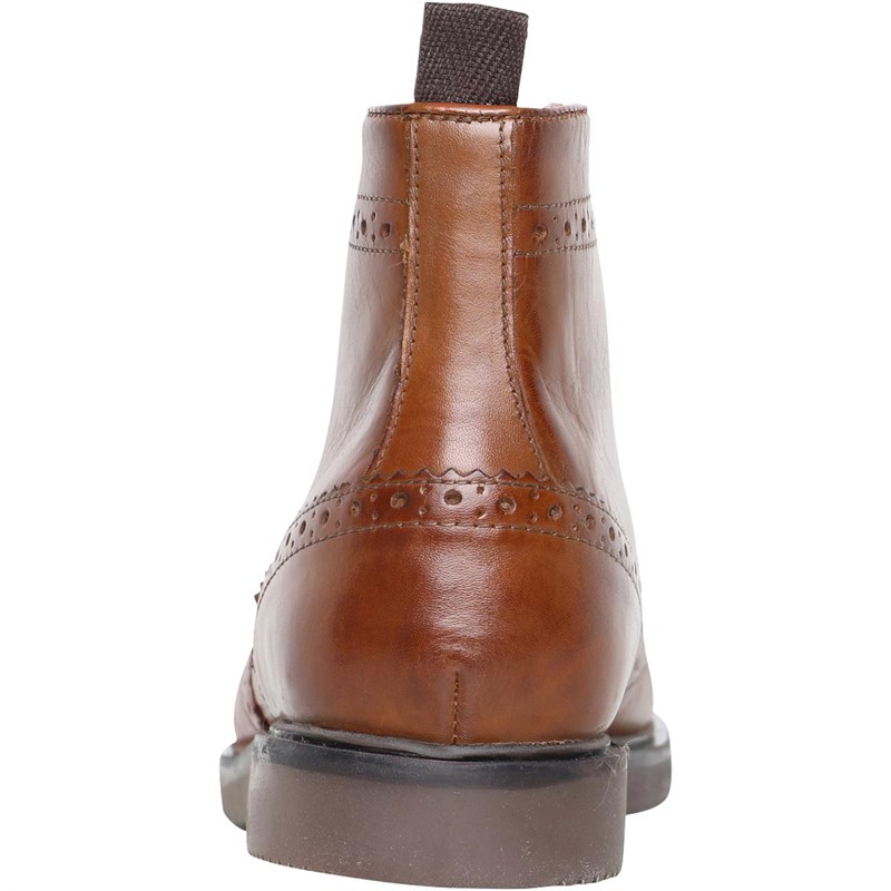 H By HUDSON Mens Calverston Toe Cap Leather Boots Tan